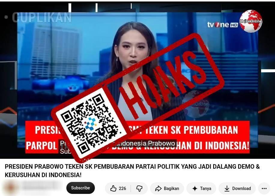[HOAKS] Presiden Prabowo Teken SK Pembubaran Partai Politik